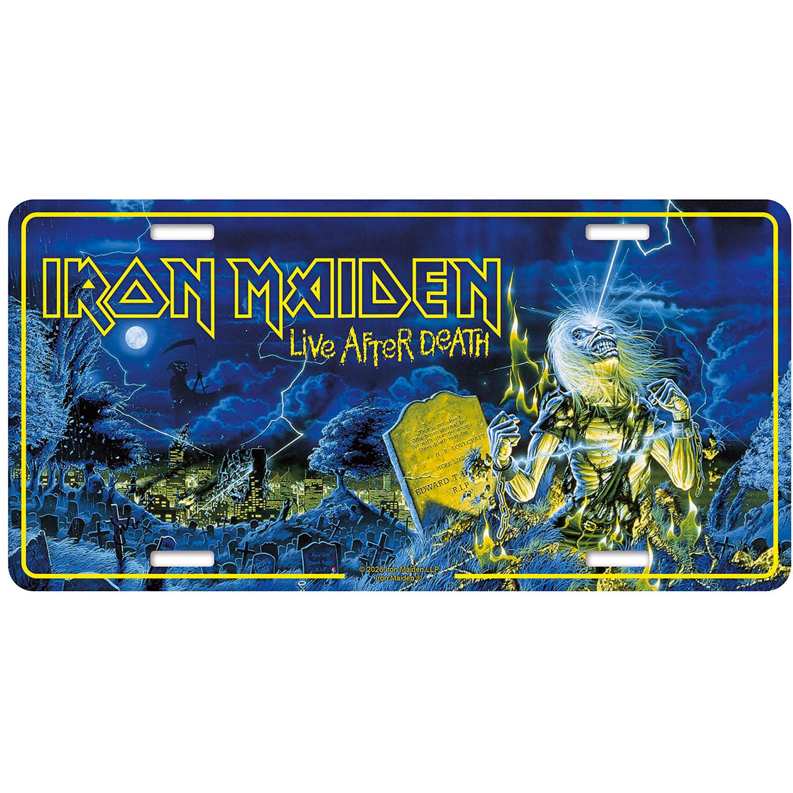 Een foto van een Iron Maiden Nummerplaat
