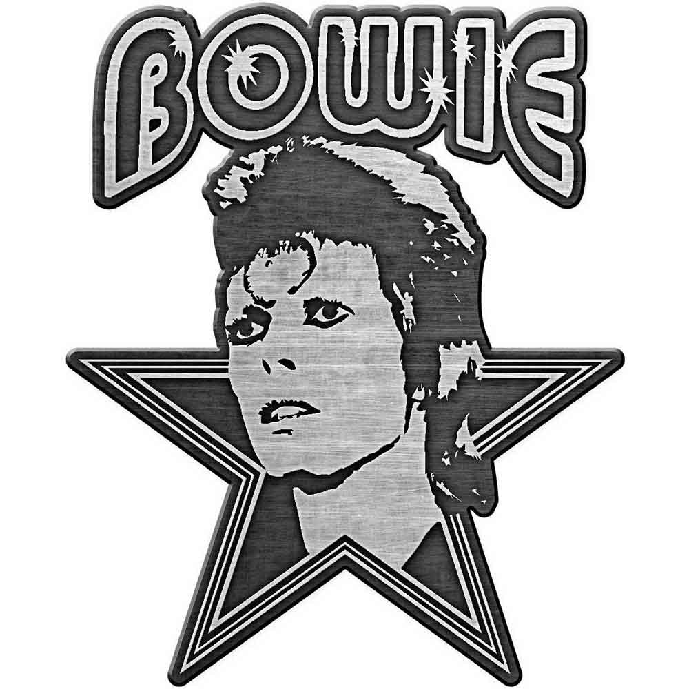 Een foto van een David Bowie Speld Badge