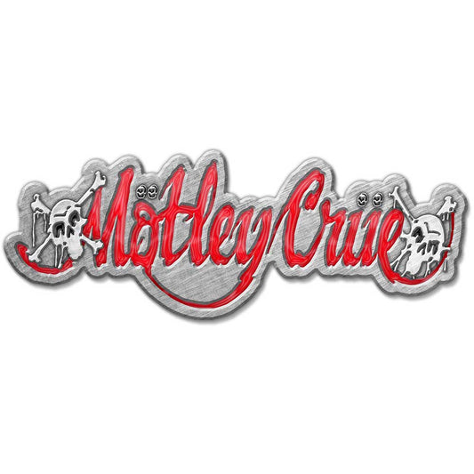 Een foto van een Motley Crue Speld Badge