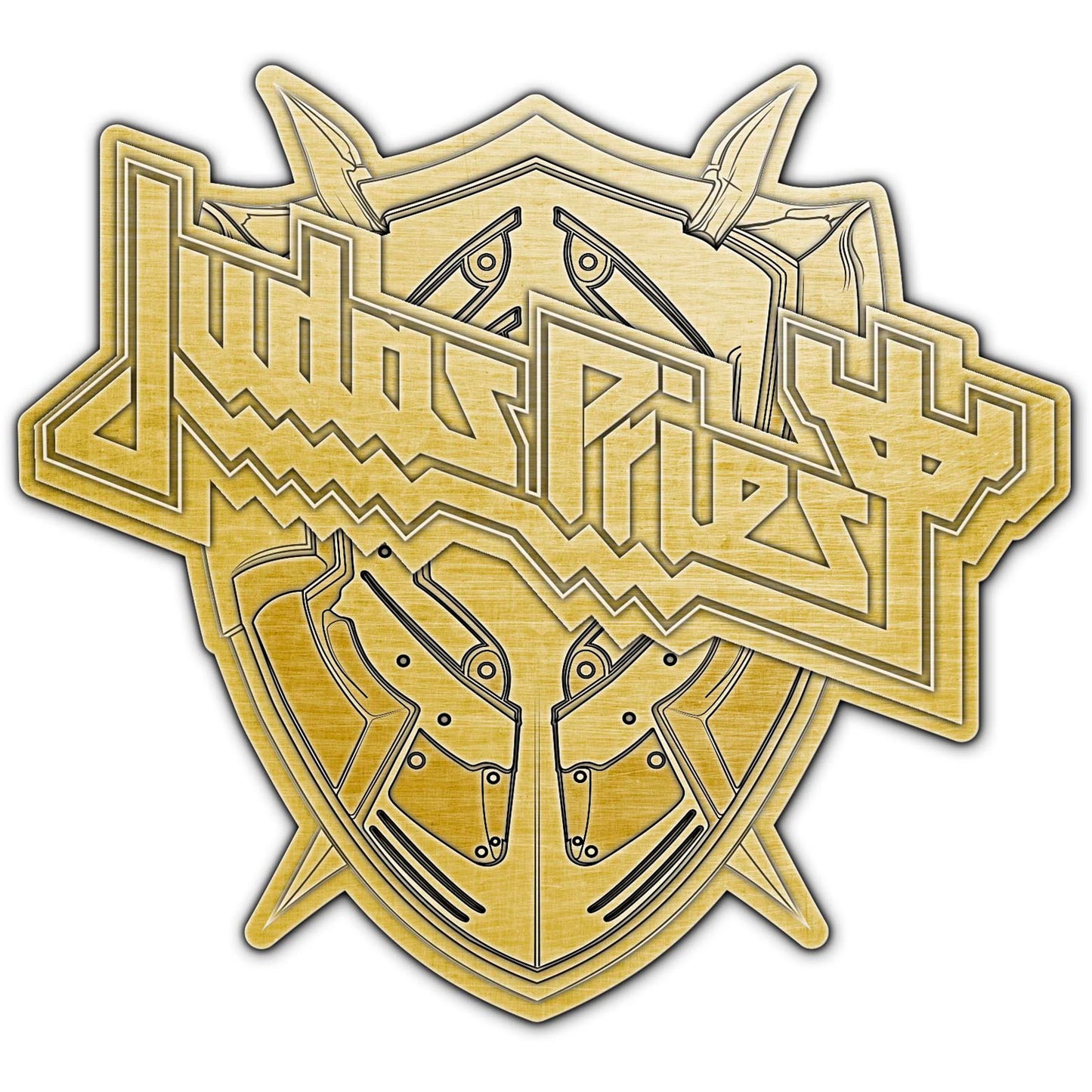 Een foto van een Judas Priest Speld Badge