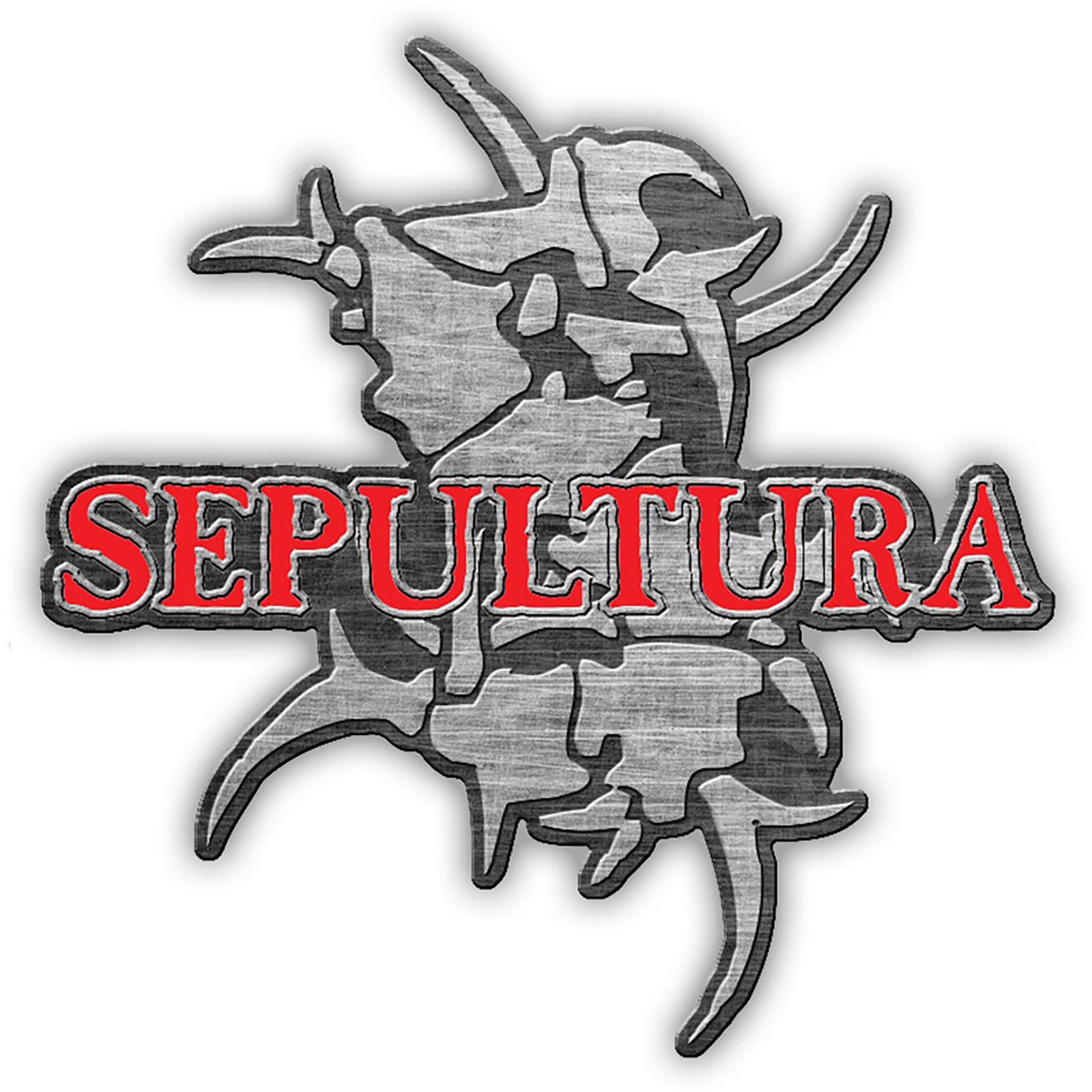 Een foto van een Sepultura Speld Badge