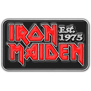 Een foto van een Iron Maiden Speld Badge
