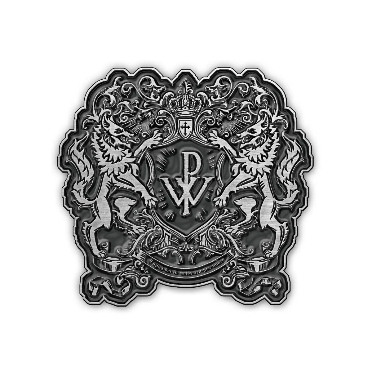 Een foto van een Powerwolf Speld Badge