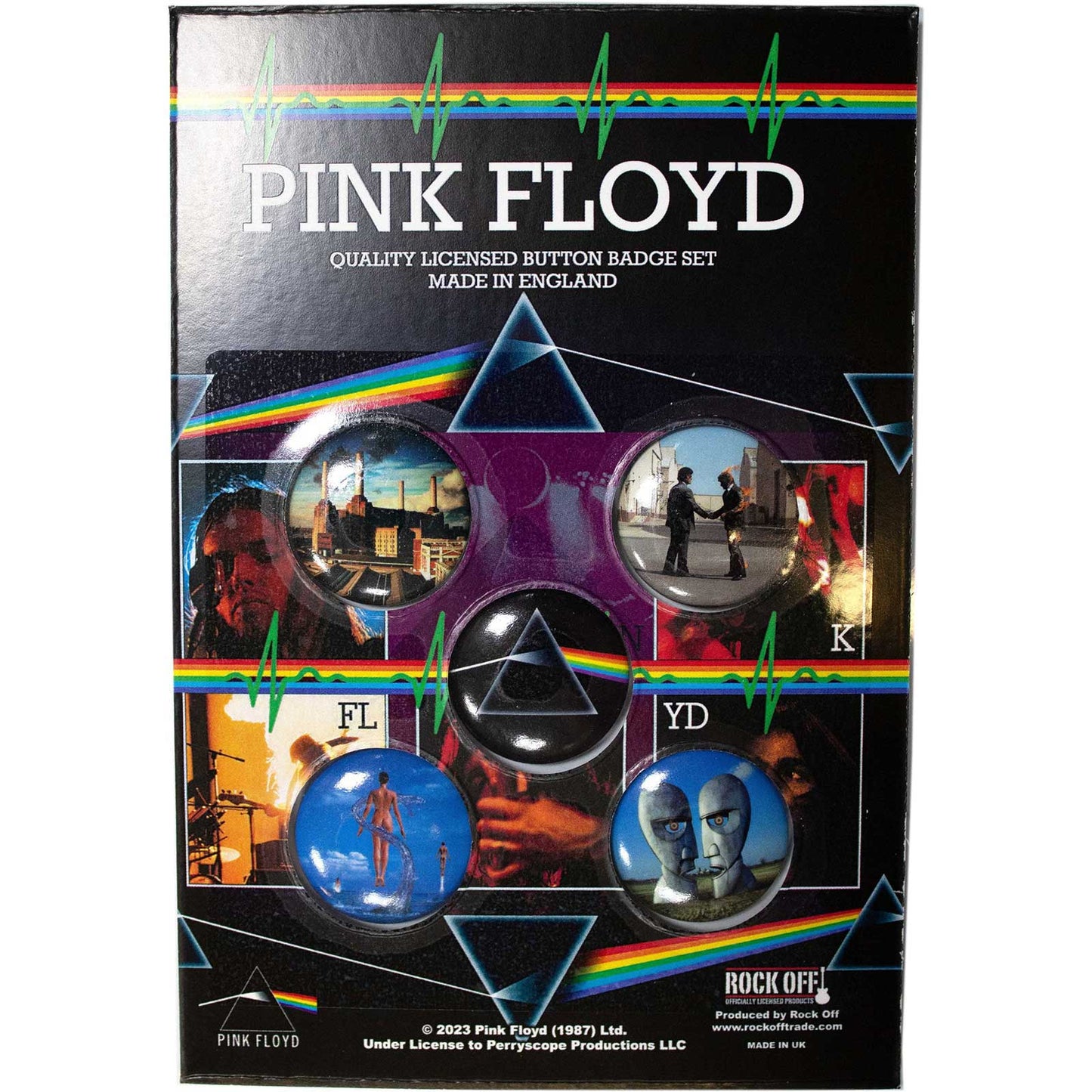 Een foto van een Pink Floyd Knop Badge Pakket