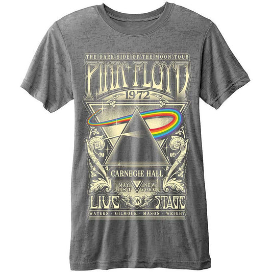 Pink Floyd Unisex T-Shirt: Carnegie Hall 1972 (Burnout) T-Shirt