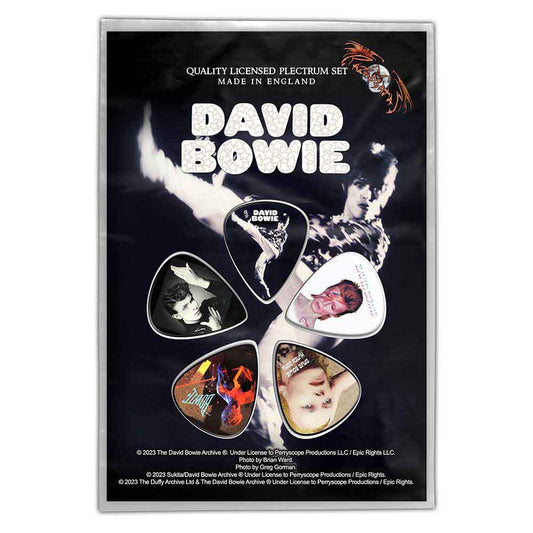 Een foto van een David Bowie Plectrum Pakket