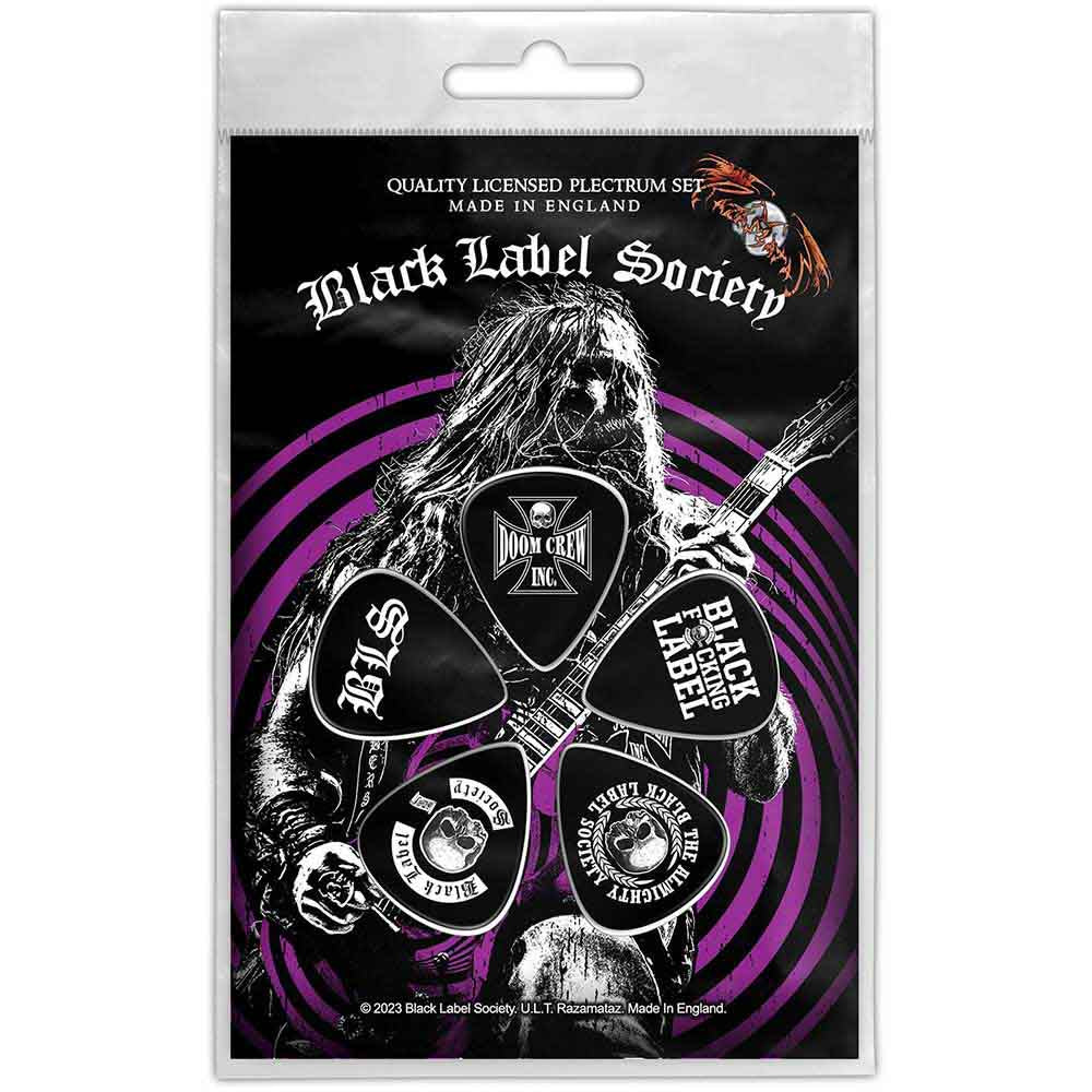 Een foto van een Black Label Society Plectrum Pakket