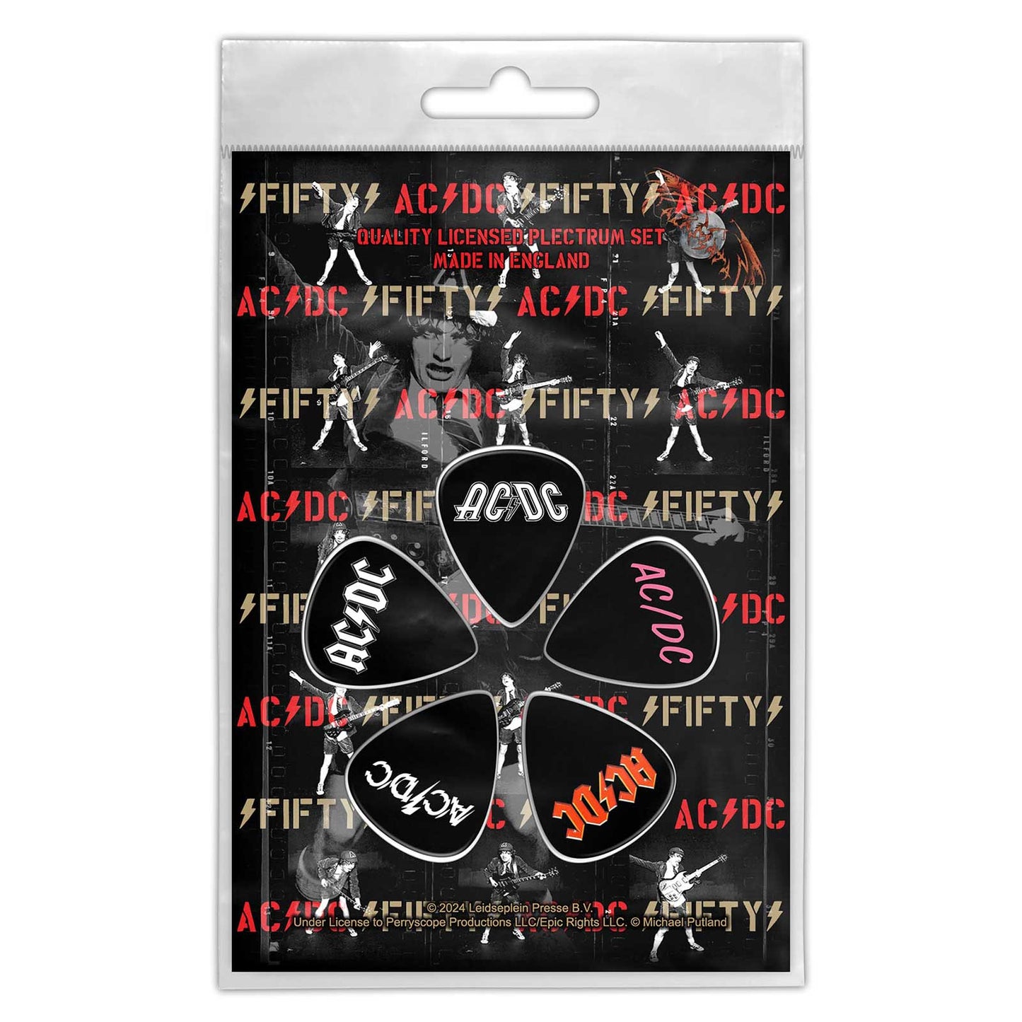 Een foto van een AC/DC Plectrum Pakket