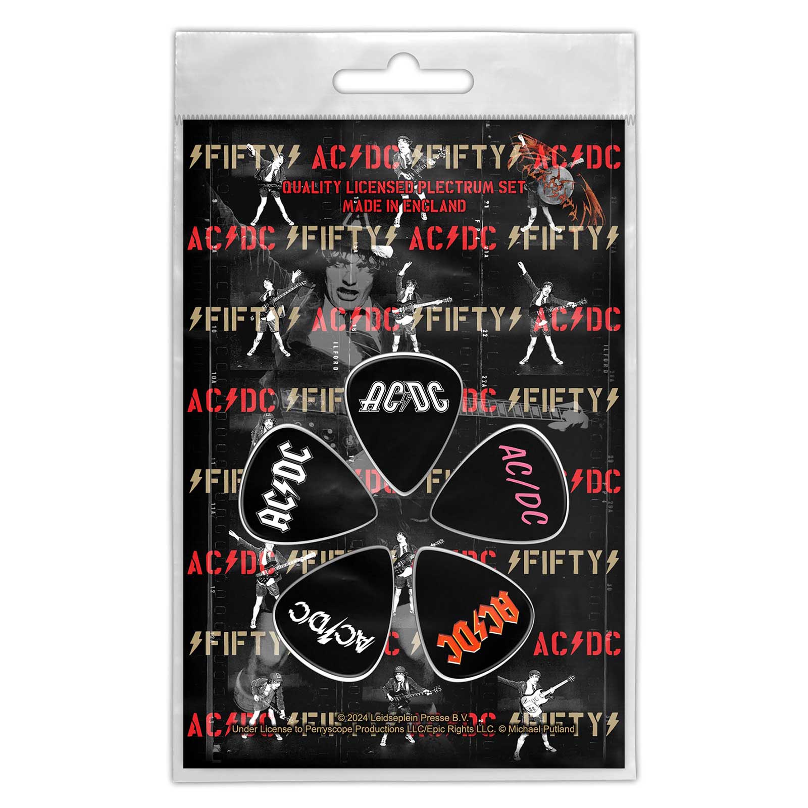 Een foto van een AC/DC Plectrum Pakket