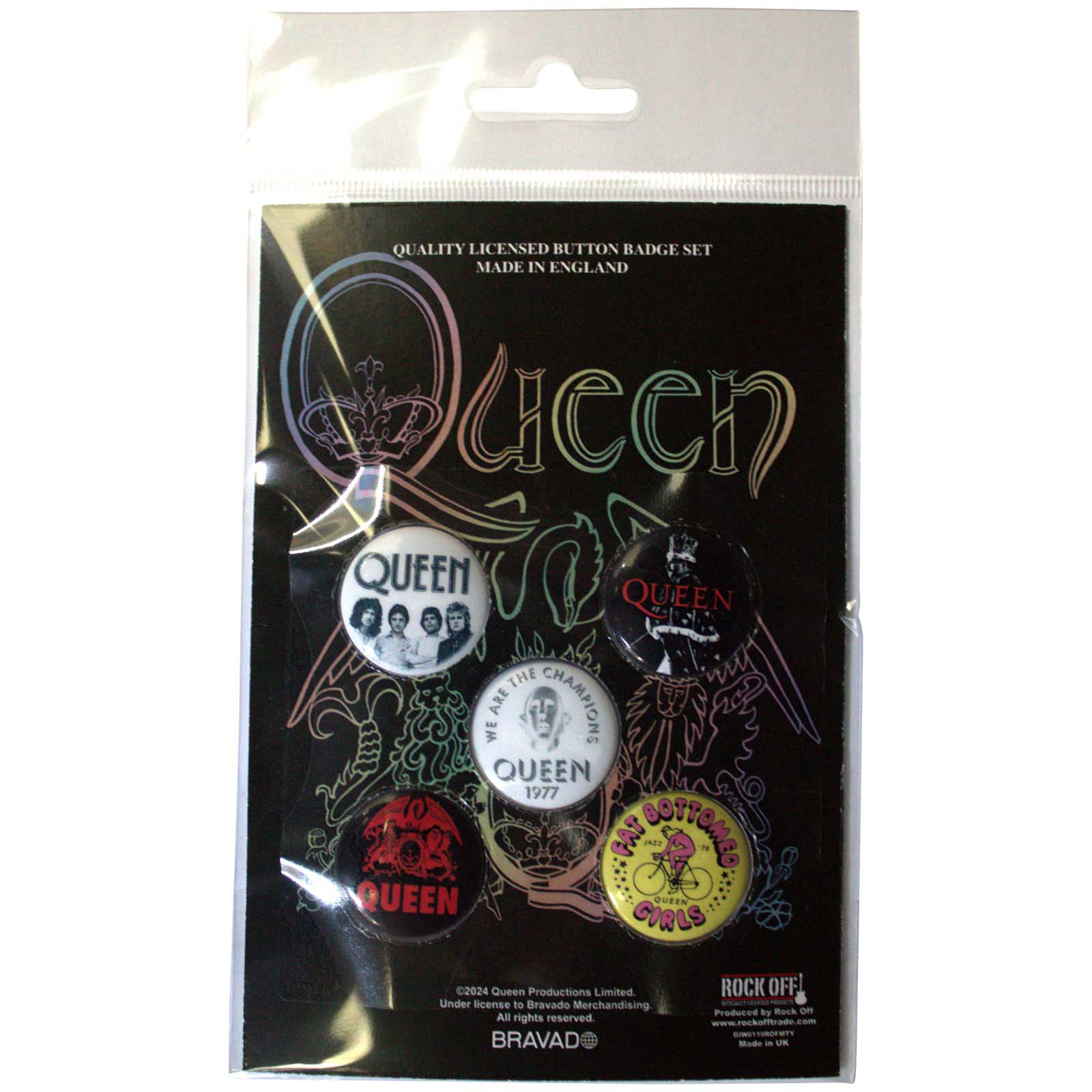 Een foto van een Queen Knop Badge Pakket
