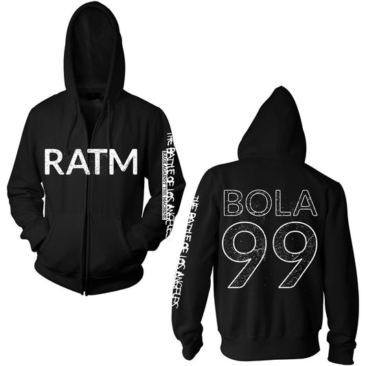 Rage Against The Machine Unisex Zipped Hoodie: Battle 99 (Back Print) Ritshoodie