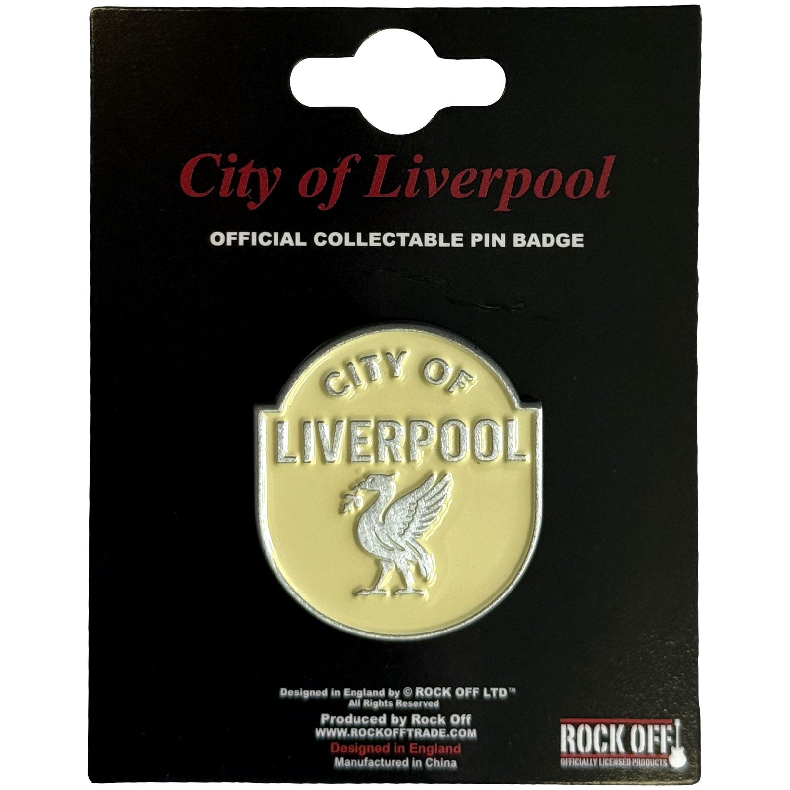Een foto van een Rock Off Speld Badge