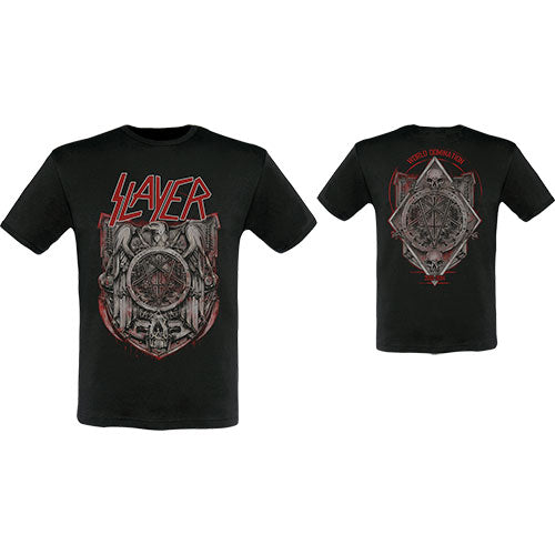 Slayer Unisex T-Shirt: Medal 2013/2014 Dates (Back Print/Ex. Tour) T-Shirt