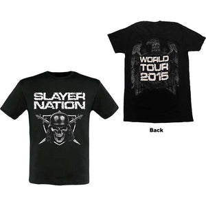 Slayer Unisex T-Shirt: Slayer Nation 2015 Dates (Back Print) (Ex-Tour) T-Shirt