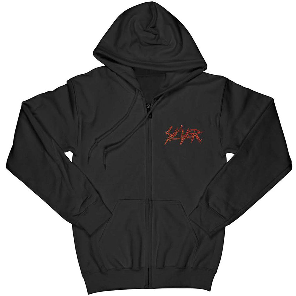 Slayer Unisex Zipped Hoodie: Etched Skull (Back Print) Ritshoodie