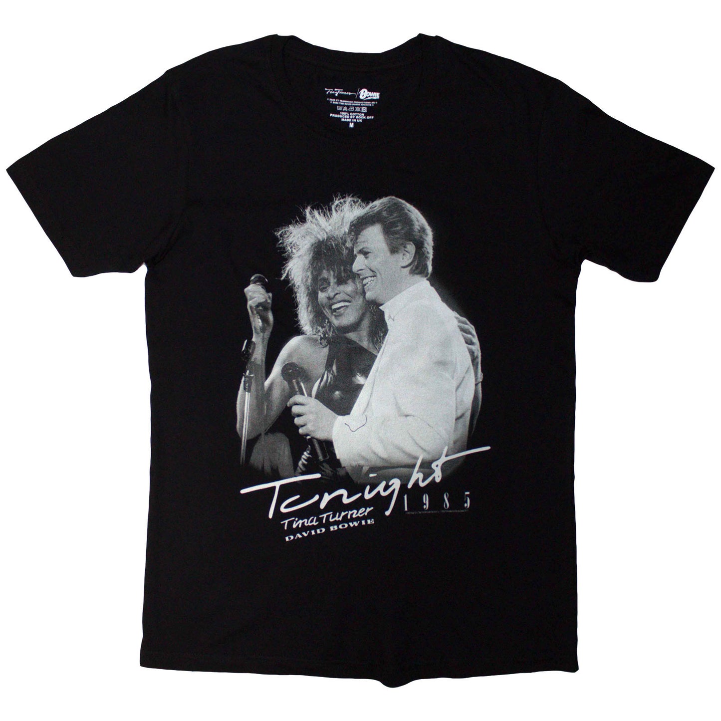 Een foto van een Tina Turner & David Bowie T-Shirt