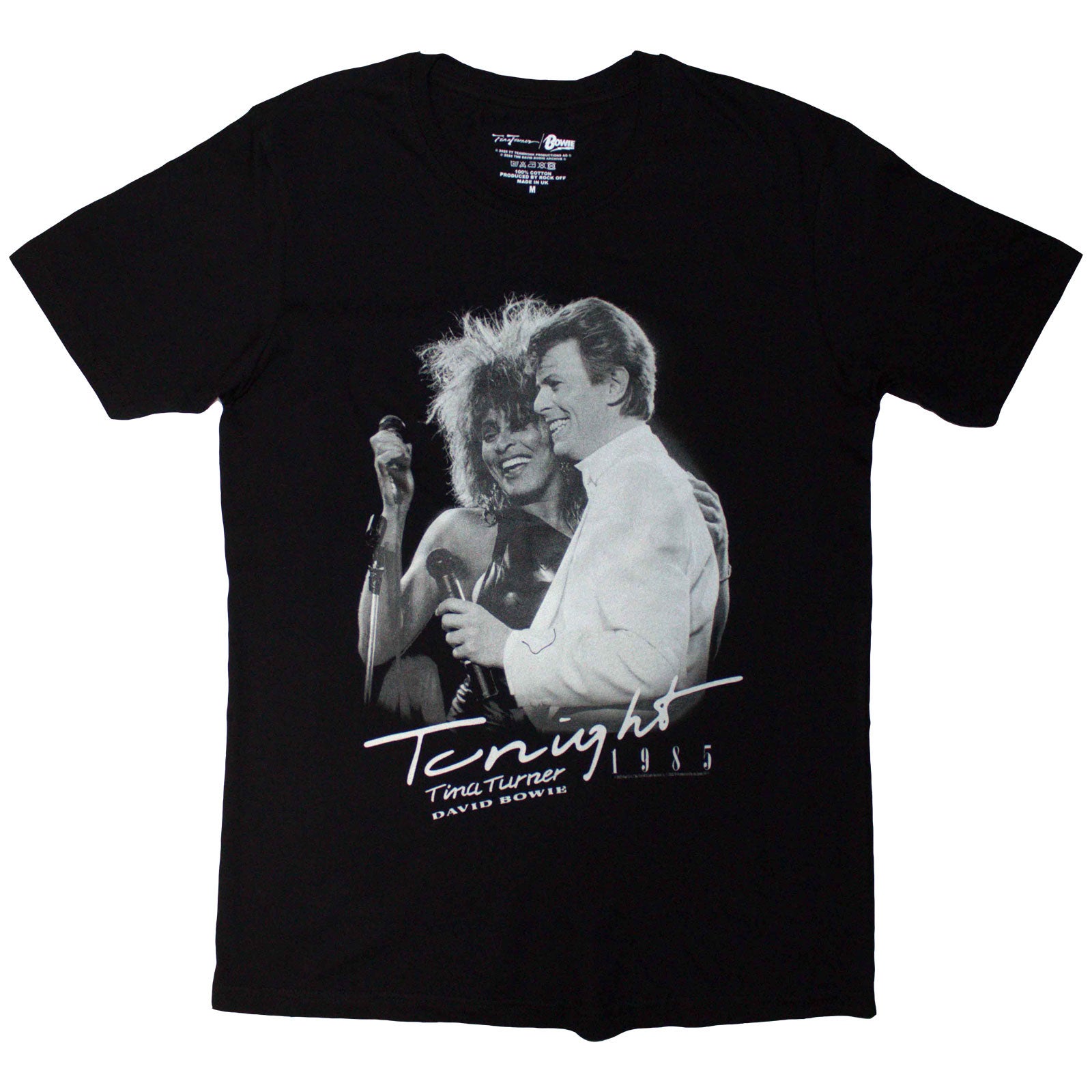 Een foto van een Tina Turner & David Bowie T-Shirt
