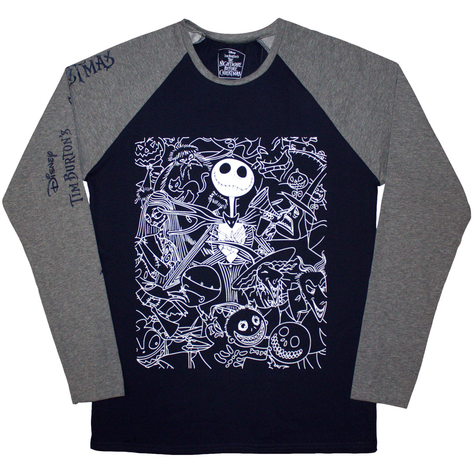 Een foto van een The Nightmare Before Christmas Raglan T-Shirt