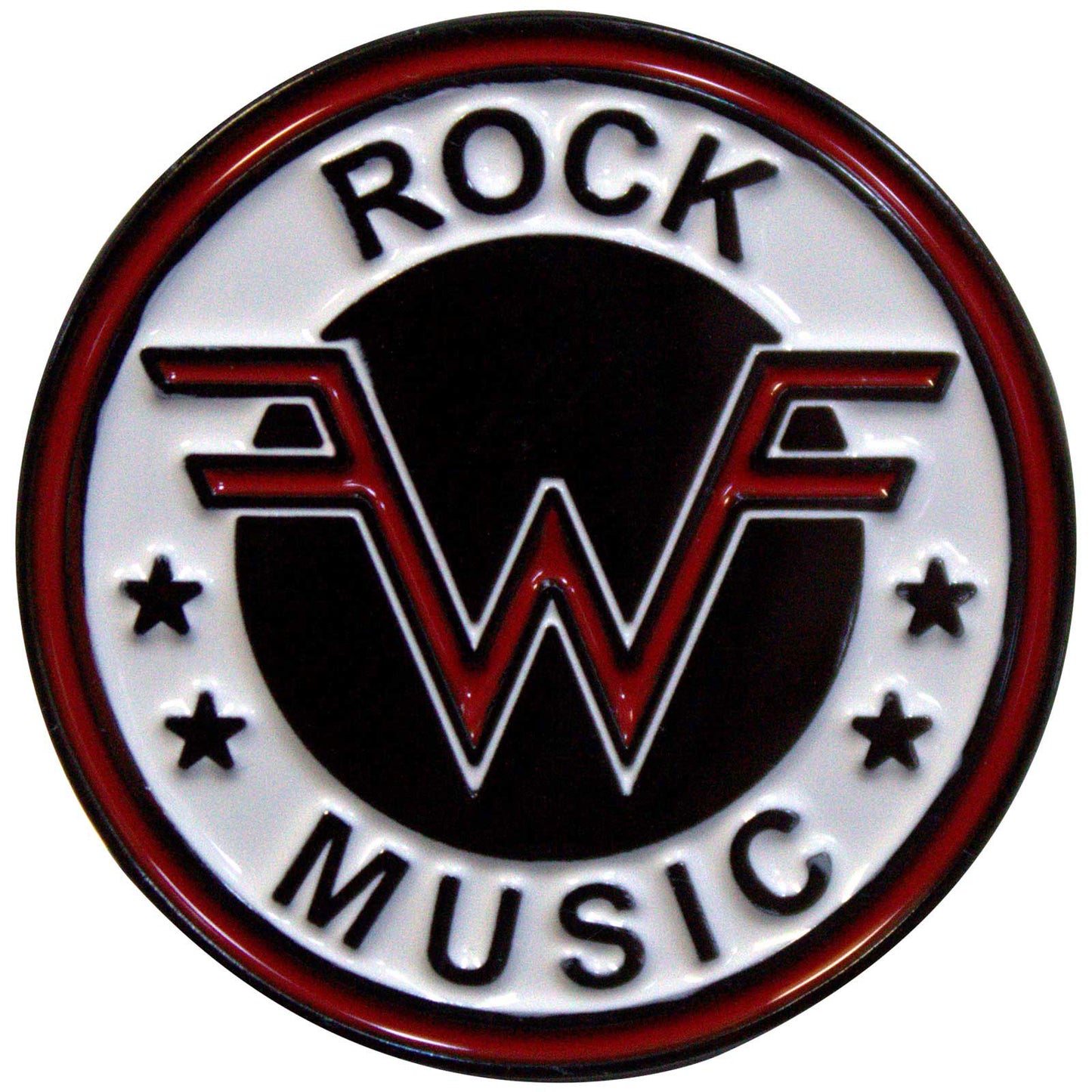 Een foto van een Weezer Speld Badge