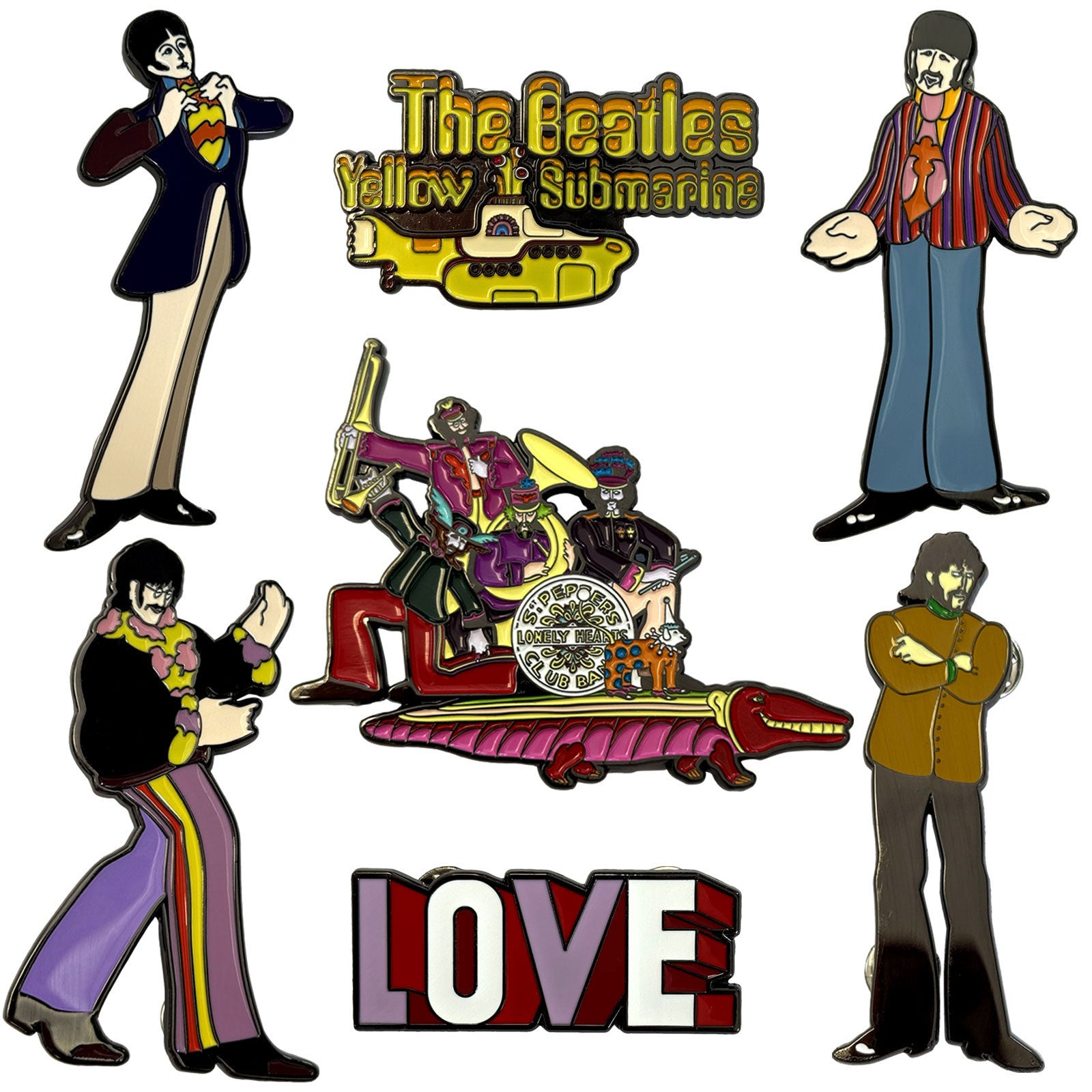 Een foto van een The Beatles Speld Badge