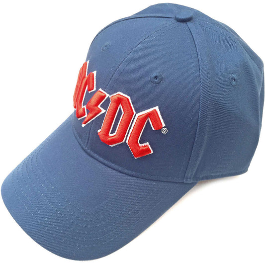 AC/DC Unisex Baseball Cap: Red Logo (Denim Blue) Baseballpet