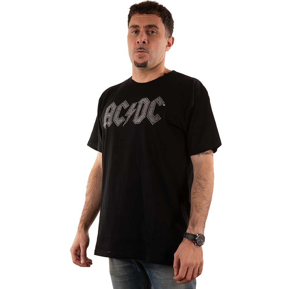 AC/DC Unisex Embellished T-Shirt: Logo (Diamante) Embellished T-Shirt