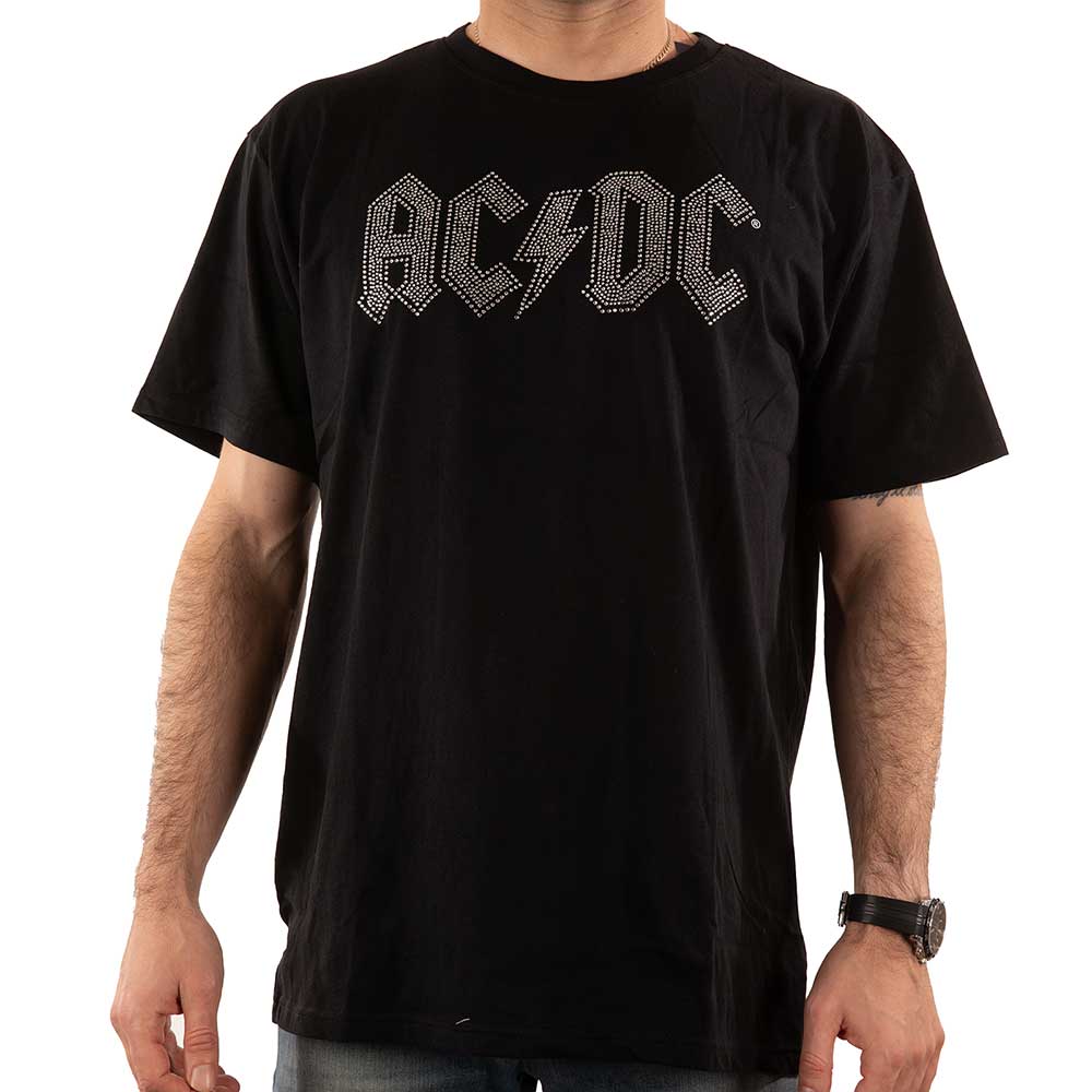 AC/DC Unisex Embellished T-Shirt: Logo (Diamante) Embellished T-Shirt