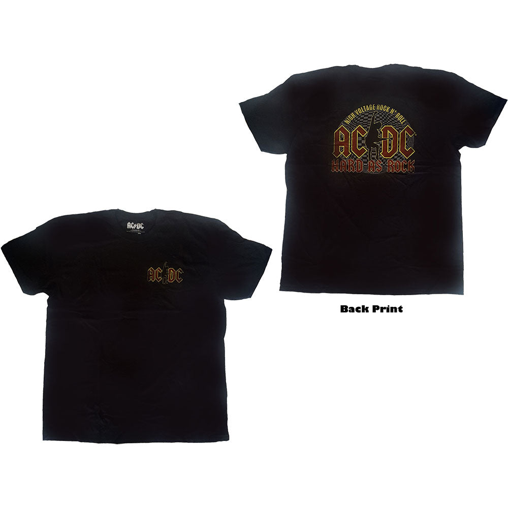 AC/DC Unisex T-Shirt: Hard As Rock (Back Print) T-Shirt