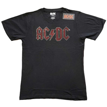 AC/DC Unisex Embellished T-Shirt: Full Colour Logo (Diamante) Embellished T-Shirt