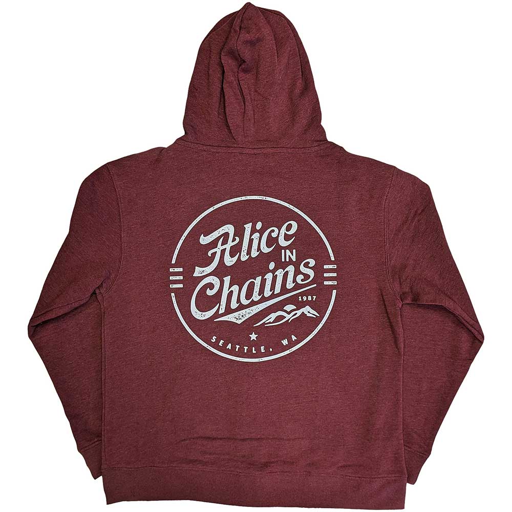 Alice In Chains Unisex Zipped Hoodie: Circle Emblem (Back Print) Ritshoodie