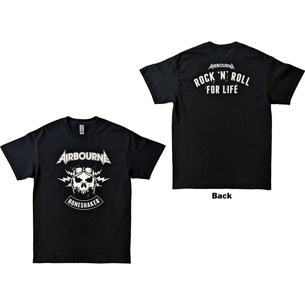 Airbourne Unisex T-Shirt: R 'n' R Boneshaker (Back Print) T-Shirt