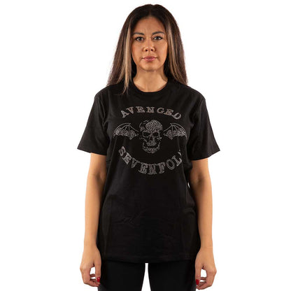 Avenged Sevenfold Unisex Embellished T-Shirt: Deathbat (Diamante) Embellished T-Shirt