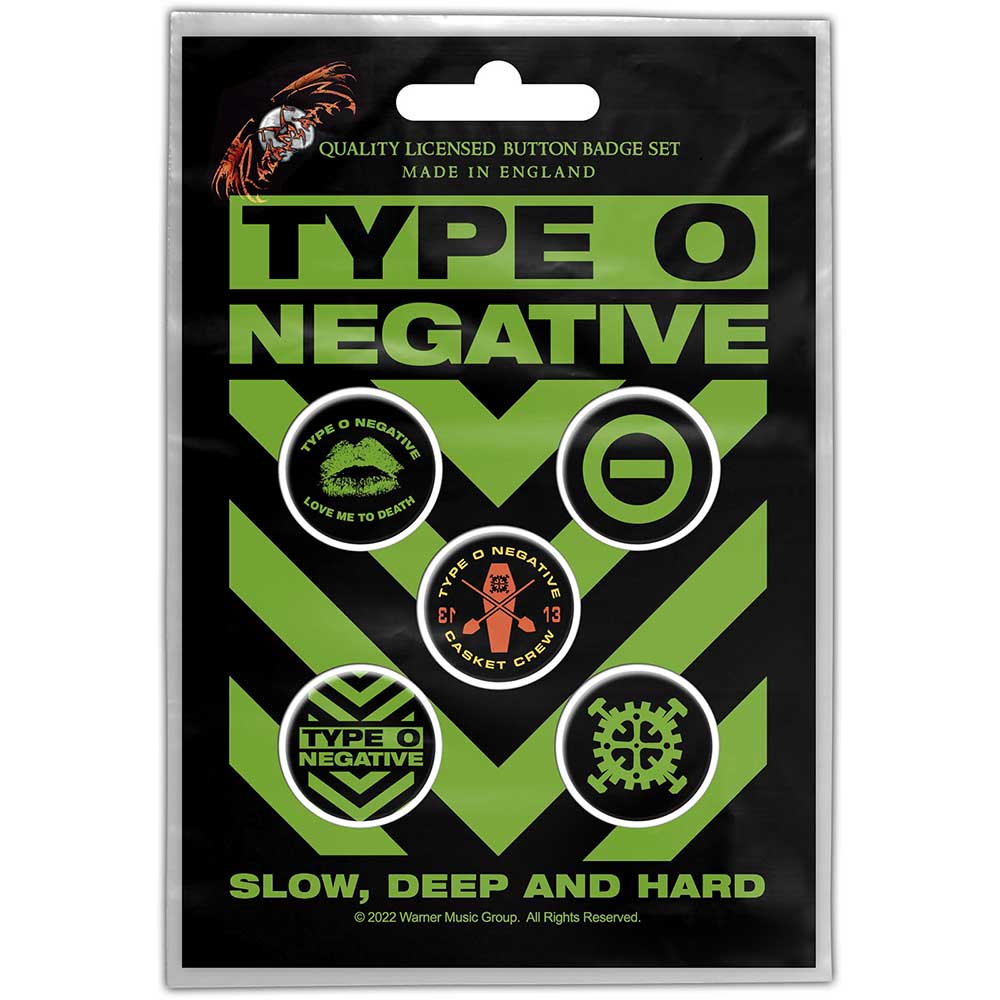 Type O Negative Button Badge Pack: Slow, Deep & Hard (Retail Pack) Set knoopspelden