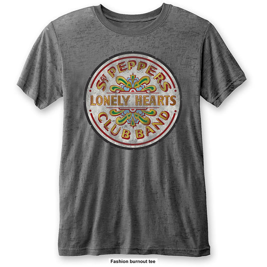 The Beatles Unisex T-Shirt: Sgt Pepper Drum (Burnout) T-Shirt