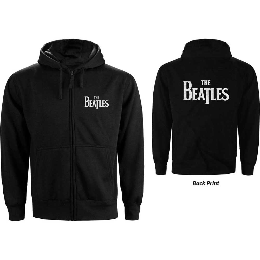 The Beatles Unisex Zipped Hoodie: Drop T Logo (Back Print) Ritshoodie