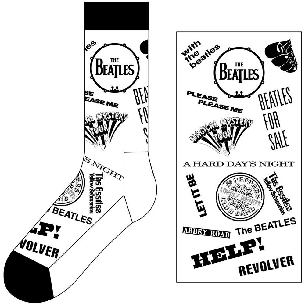 The Beatles Unisex Ankle Socks: Albums Monochrome (UK Size 7 - 11) Enkelsokken