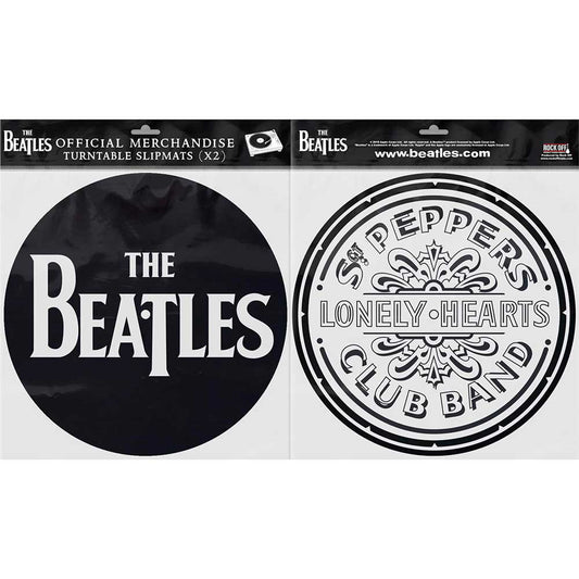 The Beatles Turntable Slipmat Set: Drop T Logo & Sgt Pepper Drum (Retail Pack) Set draaitafel-slipmatten