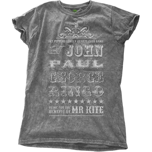 The Beatles Ladies T-Shirt: Mr Kite (Wash Collection) T-Shirt