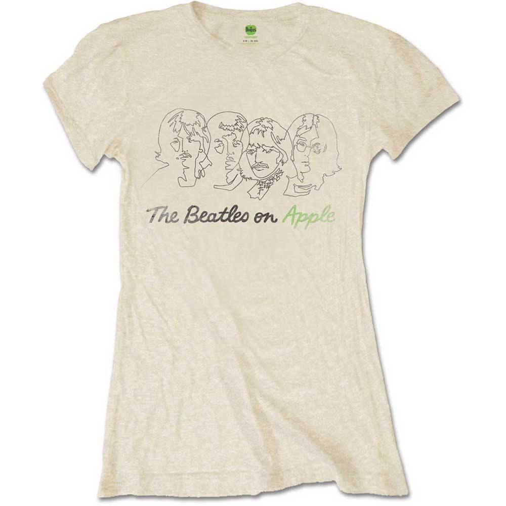 The Beatles Ladies T-Shirt: Outline Faces on Apple T-Shirt