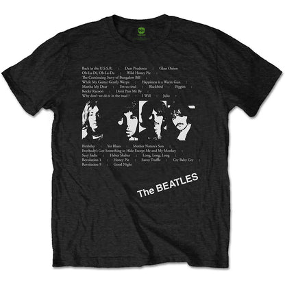 The Beatles Unisex T-Shirt: White Album Tracks (Back Print) T-Shirt