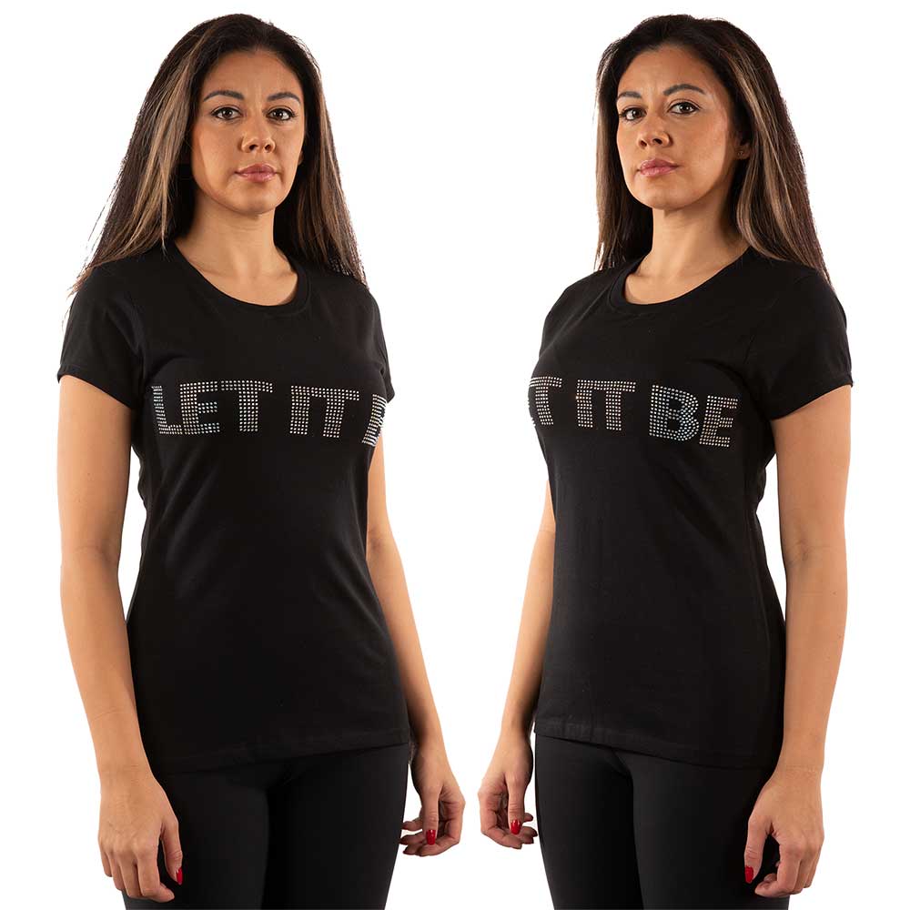 The Beatles Ladies Embellished T-Shirt: Let It Be (Diamante) Embellished T-Shirt