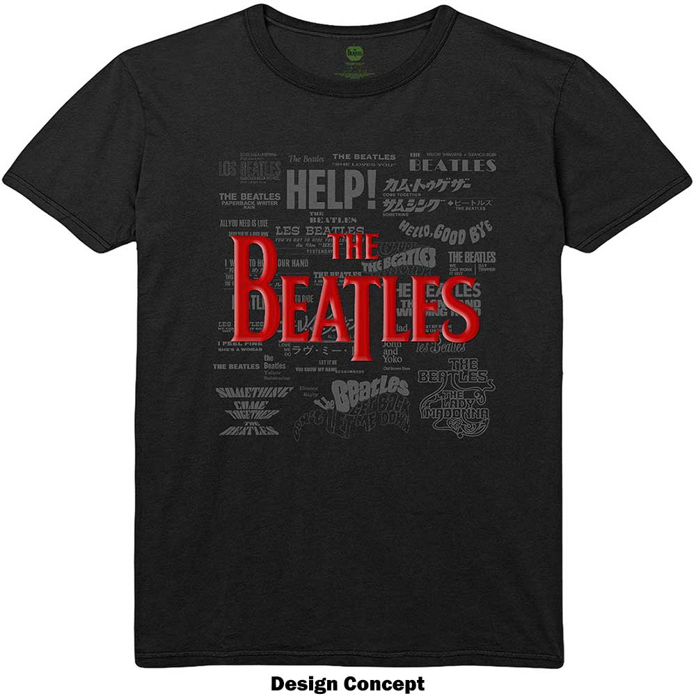 The Beatles Unisex Hi-Build T-Shirt: Titles & Logos Hi-Build T-Shirt