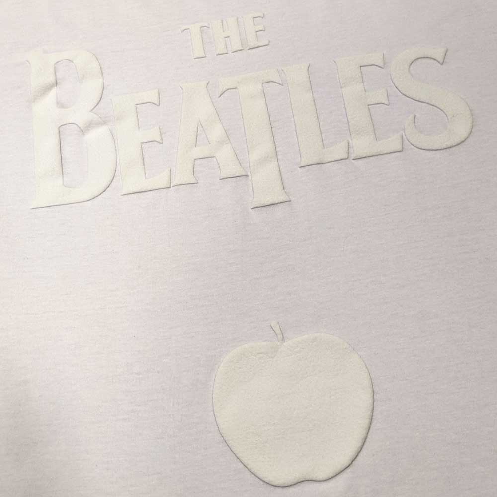 The Beatles Unisex Hi-Build T-Shirt: Logo & Apple (White-On-White) Hi-Build T-Shirt