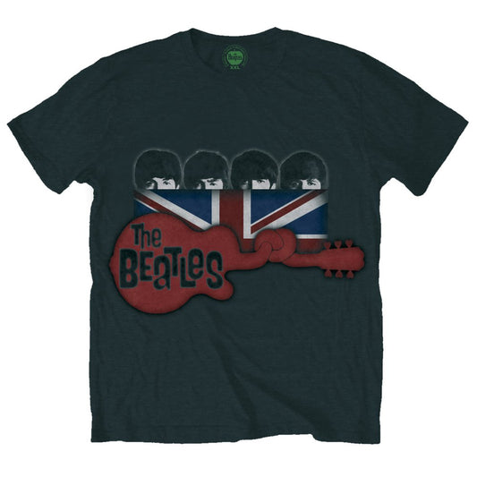 The Beatles Unisex T-Shirt: Guitar & Flag T-Shirt