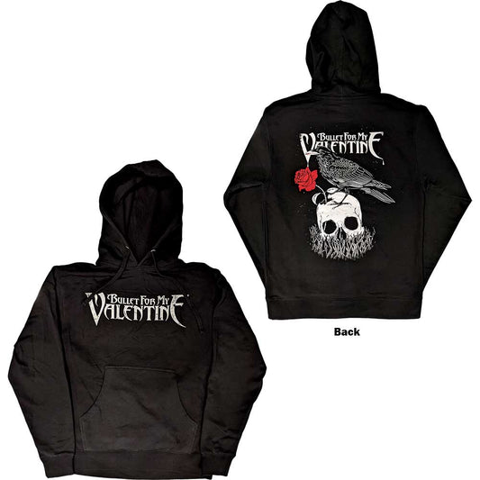 Bullet For My Valentine Unisex Pullover Hoodie: Logo & Raven (Back Print) Trui met capuchon