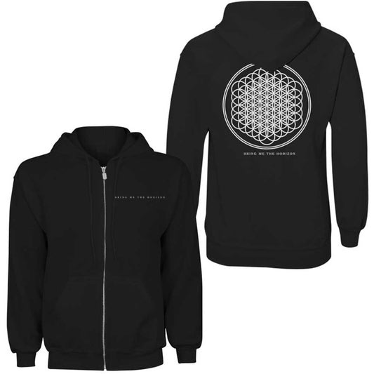 Bring Me The Horizon Ladies Zipped Hoodie: Flower of Life (Back Print) Ritshoodie