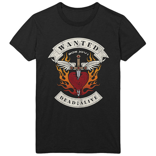 Bon Jovi Unisex T-Shirt: Wanted Flames T-Shirt