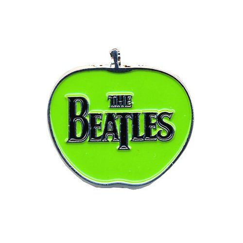 Een foto van een Pin Badge van The Beatles.