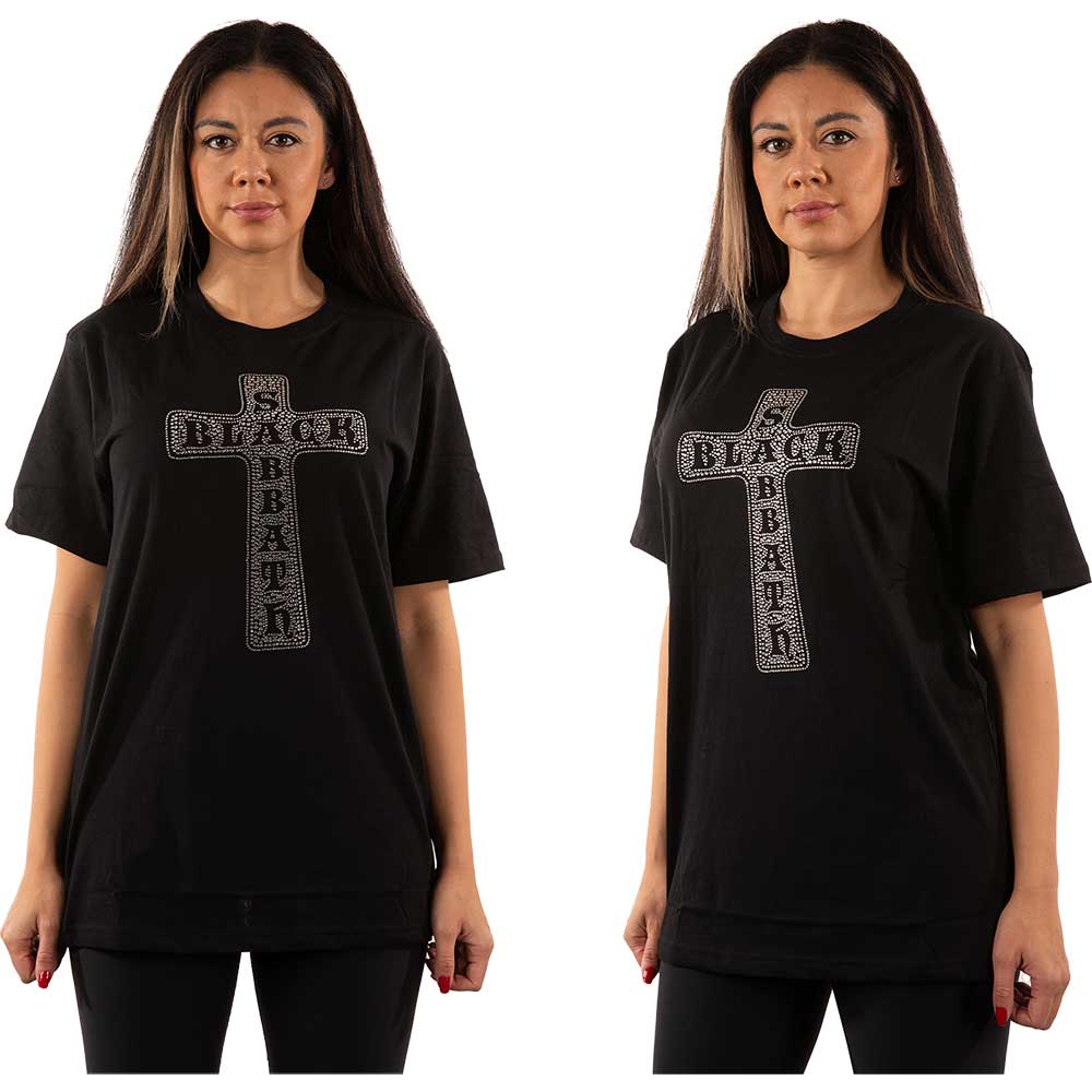 Black Sabbath Unisex Embellished T-Shirt: Cross (Diamante) Embellished T-Shirt