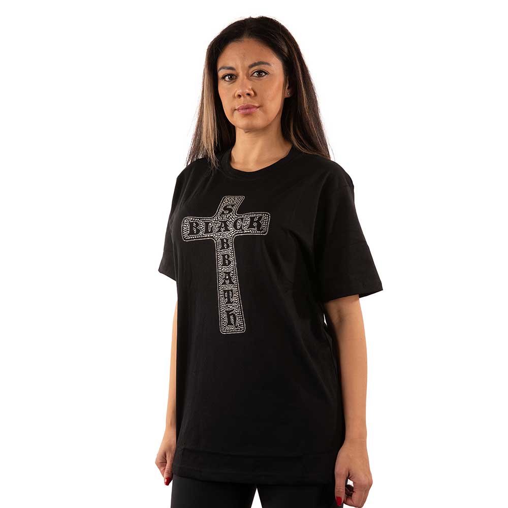 Black Sabbath Unisex Embellished T-Shirt: Cross (Diamante) Embellished T-Shirt